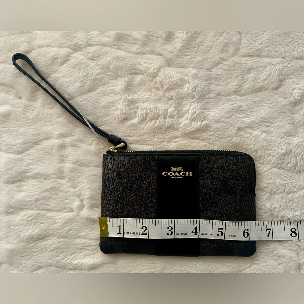 Coach Black and Brown Signature Wristlet